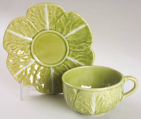 Cabbage Light Green Flat Cup & Saucer Set