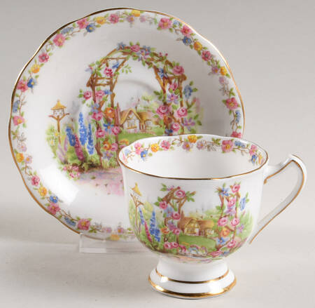 Rose Cottage Footed Cup & Saucer Set