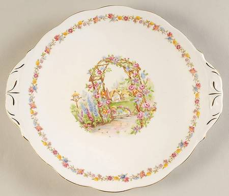Rose Cottage Handled Cake Plate