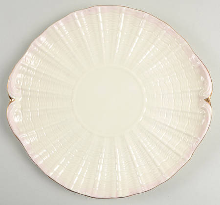 Neptune Pink (Gold Trim) Handled Cake Plate