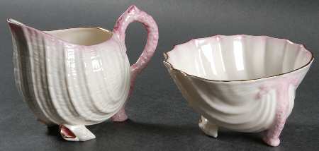 Neptune Pink (Gold Trim) Creamer & Open Sugar Set