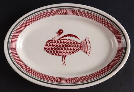 Ancient Mimbreno Indian-Burgundy (Replica) 8" Oval Serving Platter