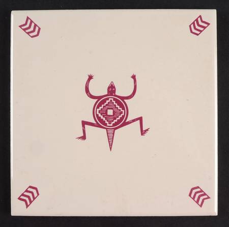 Ancient Mimbreno Indian-Burgundy (Replica) Tea Tile