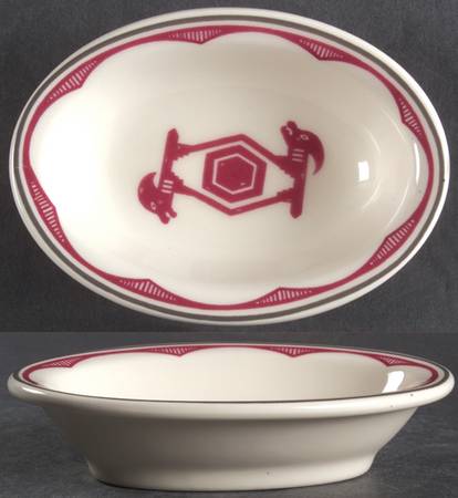 Ancient Mimbreno Indian-Burgundy (Replica) 5" Oval Baker
