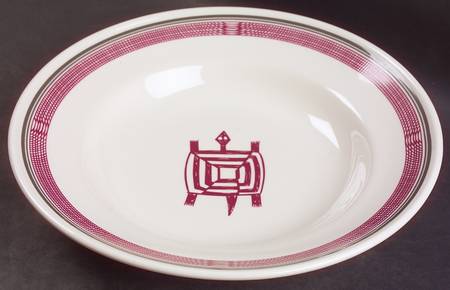 Ancient Mimbreno Indian-Burgundy (Replica) Large Rim Soup Bowl