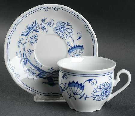 Blue Onion (Light Blue) Flat Cup & Saucer Set