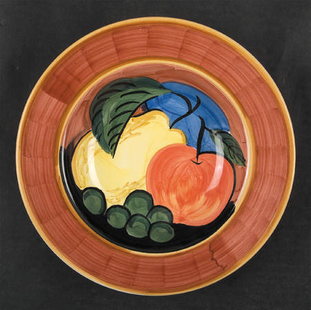 Antique Fruit Large Rim Soup Bowl