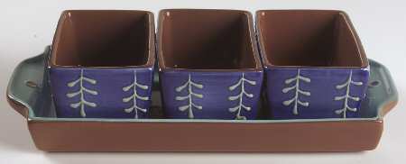 Sonora Condiment Set-3 Open Bowls & Tray