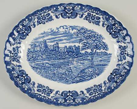 Olde Country Castles Blue 12" Oval Serving Platter