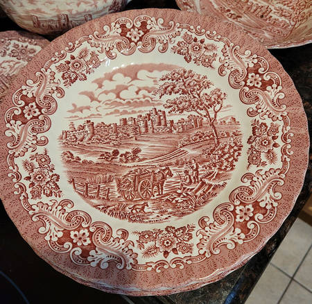 Olde Country Castles Red Dinner Plate