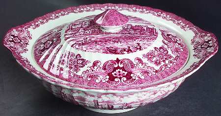Olde Country Castles Red Round Covered Vegetable