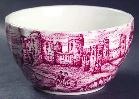 Olde Country Castles Red Open Sugar Bowl