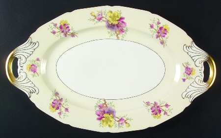 Apple Blossom (White Center, Cream Rim) 18" Oval Serving Platter