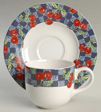 Cherries Flat Cup & Saucer Set