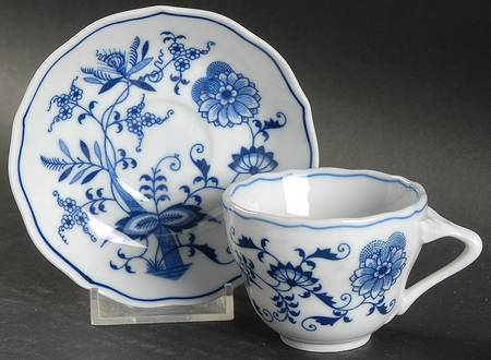 Blue Danube (2001 Anniversary Stamp) Flat Demitasse Cup & Saucer Set