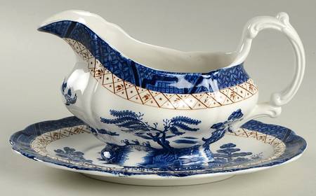 Real Old Willow (No Trim) Gravy Boat & Underplate