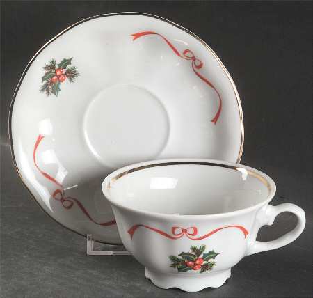 Basket of Cheer (Scalloped, No Emboss) Flat Cup & Saucer Set