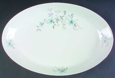 Blue Fantasy (Platinum Trim) 14" Oval Serving Platter