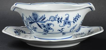 Blue Danube (New 2002 Production) Round Gravy Boat/Attached Underplate
