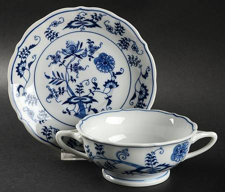 Blue Danube (New 2002 Production) Footed Cream Soup Bowl & Saucer Set