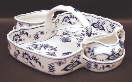 Blue Danube (New 2002 Production) Strawberry Basket W/Creamer & Open Sugar