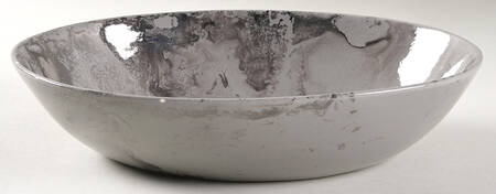 Surf Ballet (Gray & Platinum) 10" Oval Vegetable Bowl