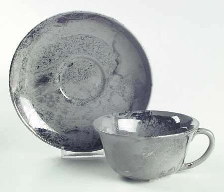 Surf Ballet (Gray & Platinum) Flat Cup & Saucer Set