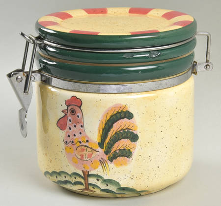 Red Check Rooster 5" Storage Jar & Lid