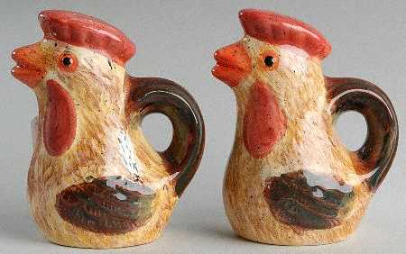 Red Check Rooster Figural Salt & Pepper Set