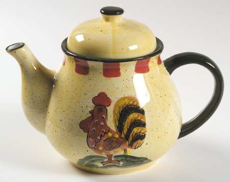 Red Check Rooster Teapot & Lid