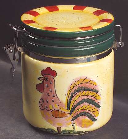 Red Check Rooster 6" Storage Jar & Lid