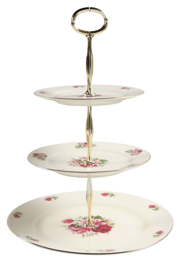 Victorian Rose 13 7/8"-14 1/4" 3-Tiered Serving Tray(DP,SP,BB) HC
