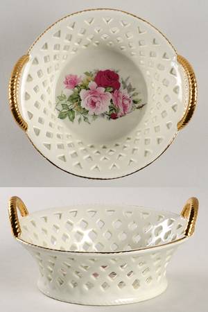 Victorian Rose Pierced Basket by Baum Brothers