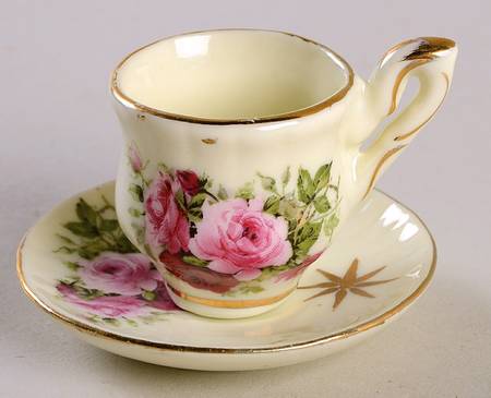 Victorian Rose Miniature Cup and Saucer Set