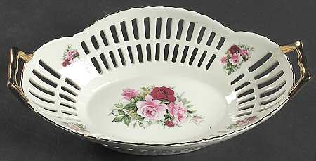 Victorian Rose 11" Oval Pierced Basket