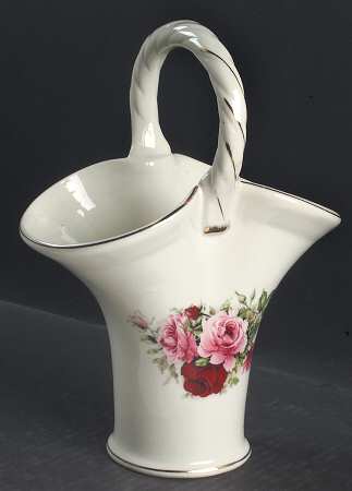 Victorian Rose 9" Handled Basket by Baum Brothers