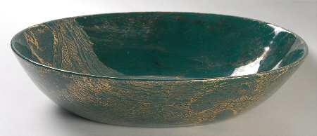 Surf Ballet (Dark Green & Gold) 10" Oval Vegetable Bowl