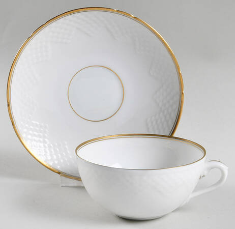 Akjaer (White Background) Flat Cup & Saucer Set