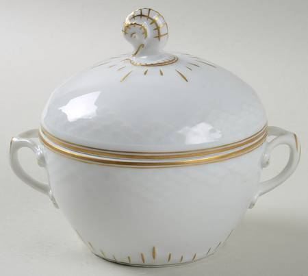 Akjaer (White Background) Sugar Bowl & Lid