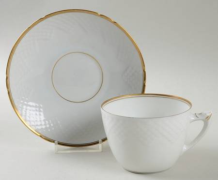 Akjaer (White Background) Flat Cup & Saucer Set