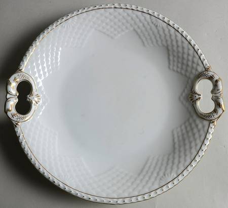 Akjaer (White Background) Handled Cake Plate