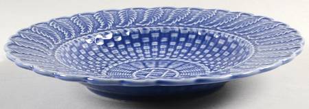 Basketweave Blue Large Rim Soup Bowl