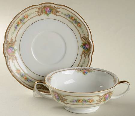 BLK94 Footed Cream Soup Bowl & Saucer Set