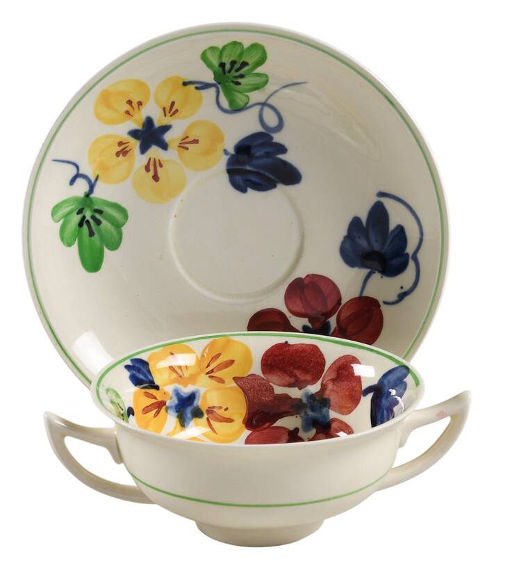 1447 Flat Cream Soup Bowl & Saucer Set