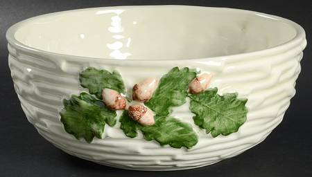 Oak Leaf White and Green 11" Large Salad Serving Bowl