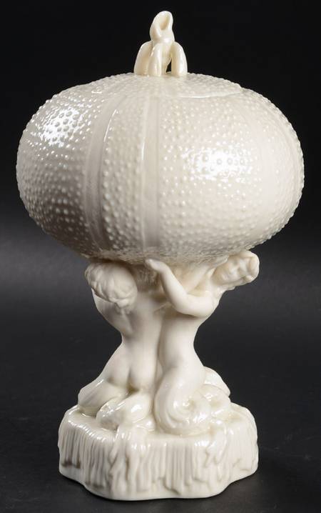 Echinus Yellow Figural Footed Dessert Bowl & Lid