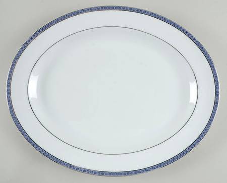 Athena Platinum Navy 13" Oval Serving Platter