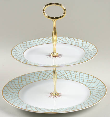 Etoile Celedon 6 5/8"-10"  2 Tiered Serving Tray (Dp, Sp) HC