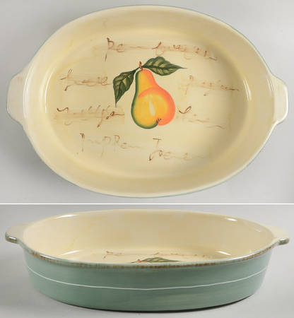 Fruit Writing 15" Oval Baker