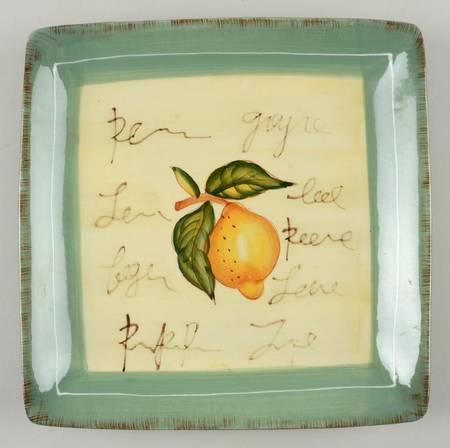 Fruit Writing Square Dinner Plate